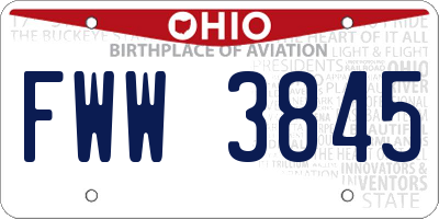 OH license plate FWW3845