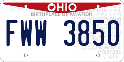 OH license plate FWW3850