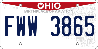 OH license plate FWW3865