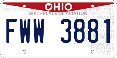 OH license plate FWW3881