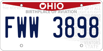 OH license plate FWW3898