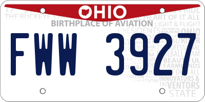 OH license plate FWW3927