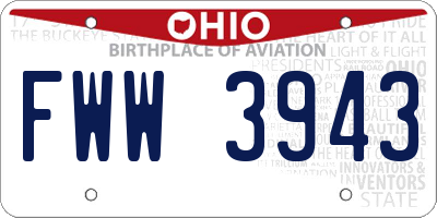 OH license plate FWW3943