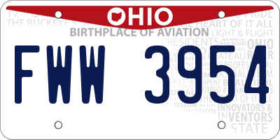 OH license plate FWW3954