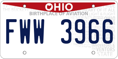 OH license plate FWW3966