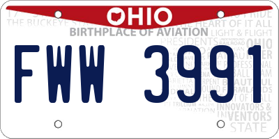 OH license plate FWW3991