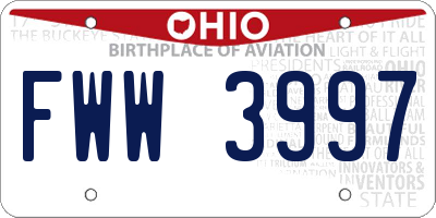 OH license plate FWW3997