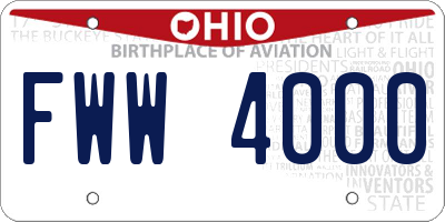 OH license plate FWW4000