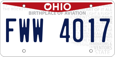 OH license plate FWW4017