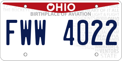 OH license plate FWW4022