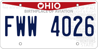 OH license plate FWW4026