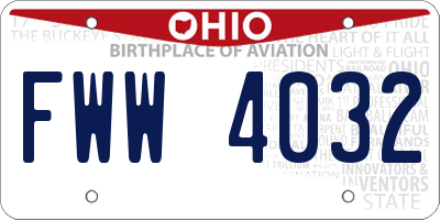OH license plate FWW4032