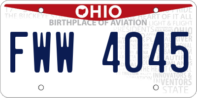 OH license plate FWW4045