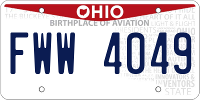 OH license plate FWW4049