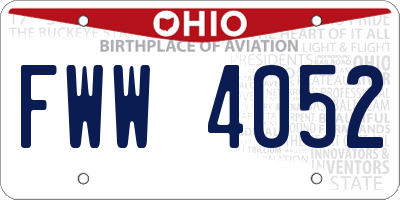 OH license plate FWW4052