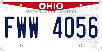 OH license plate FWW4056