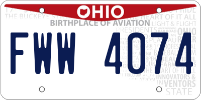 OH license plate FWW4074