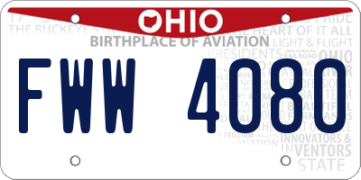 OH license plate FWW4080