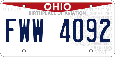 OH license plate FWW4092