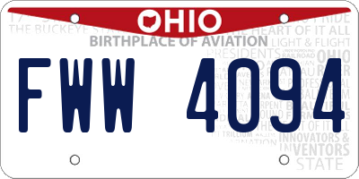 OH license plate FWW4094