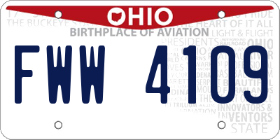 OH license plate FWW4109