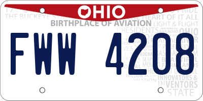 OH license plate FWW4208