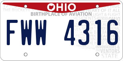 OH license plate FWW4316