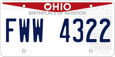 OH license plate FWW4322