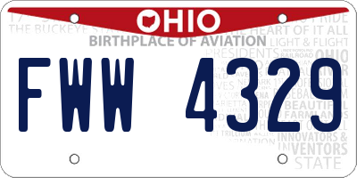 OH license plate FWW4329