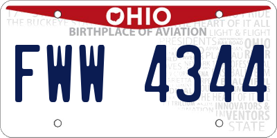 OH license plate FWW4344