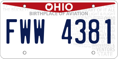 OH license plate FWW4381