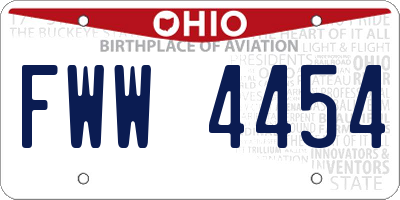 OH license plate FWW4454