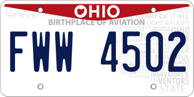 OH license plate FWW4502