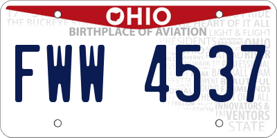 OH license plate FWW4537