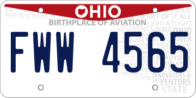 OH license plate FWW4565