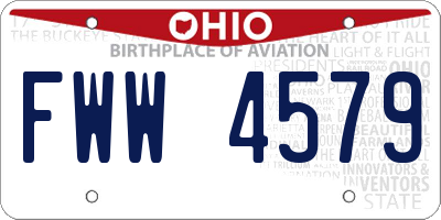 OH license plate FWW4579