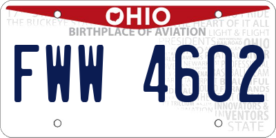 OH license plate FWW4602