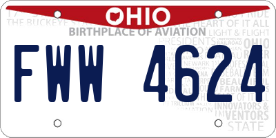 OH license plate FWW4624