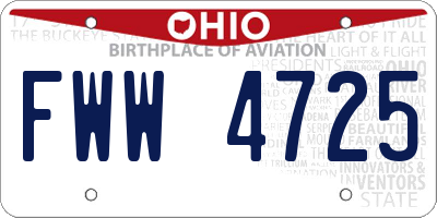 OH license plate FWW4725