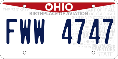 OH license plate FWW4747