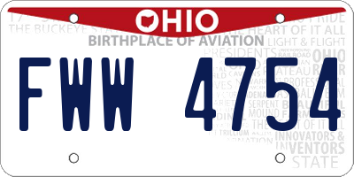 OH license plate FWW4754