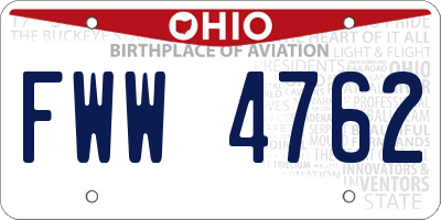 OH license plate FWW4762