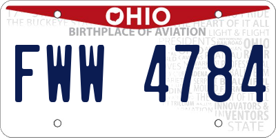 OH license plate FWW4784