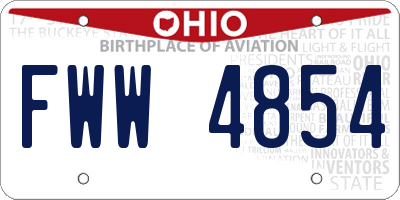 OH license plate FWW4854
