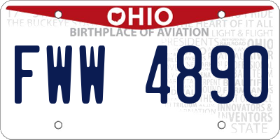 OH license plate FWW4890