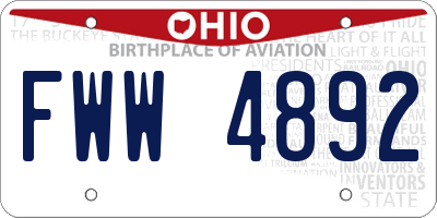 OH license plate FWW4892