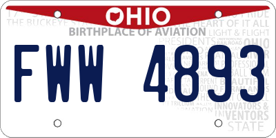 OH license plate FWW4893