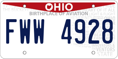 OH license plate FWW4928