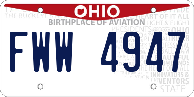 OH license plate FWW4947