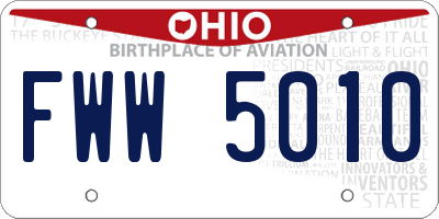 OH license plate FWW5010